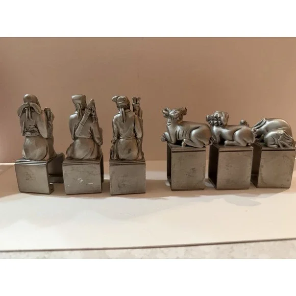 Tumasek Solid Pewter – Eight Immortals & Auspicious Animals (Set of 6)